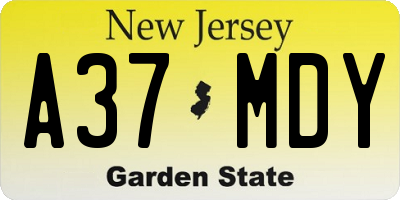 NJ license plate A37MDY