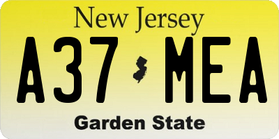 NJ license plate A37MEA