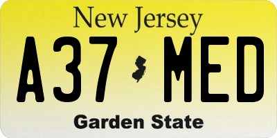 NJ license plate A37MED