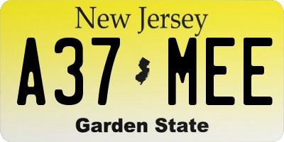 NJ license plate A37MEE