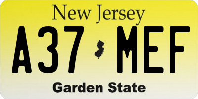 NJ license plate A37MEF
