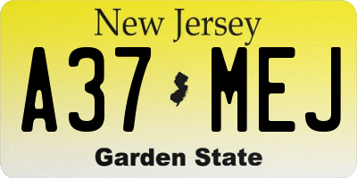 NJ license plate A37MEJ