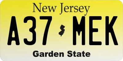NJ license plate A37MEK