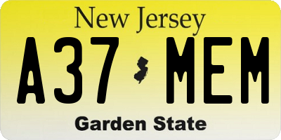 NJ license plate A37MEM