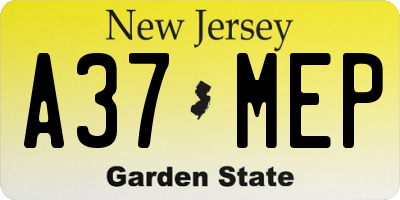 NJ license plate A37MEP