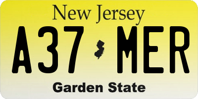 NJ license plate A37MER