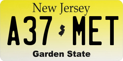 NJ license plate A37MET