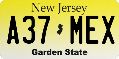 NJ license plate A37MEX
