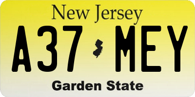 NJ license plate A37MEY