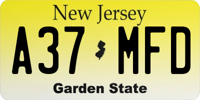 NJ license plate A37MFD