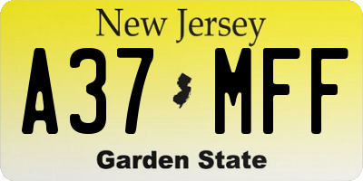 NJ license plate A37MFF