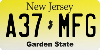 NJ license plate A37MFG