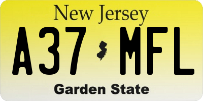 NJ license plate A37MFL