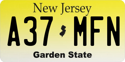 NJ license plate A37MFN