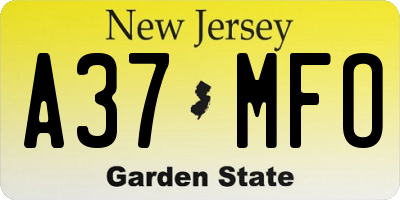 NJ license plate A37MFO