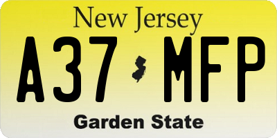 NJ license plate A37MFP