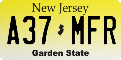 NJ license plate A37MFR