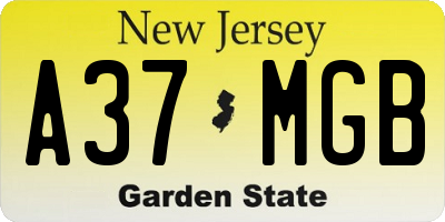 NJ license plate A37MGB