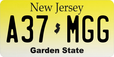 NJ license plate A37MGG