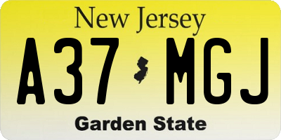 NJ license plate A37MGJ