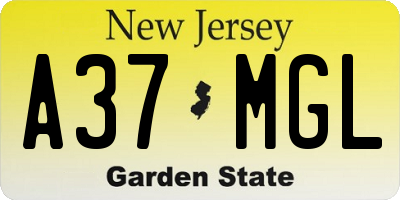 NJ license plate A37MGL
