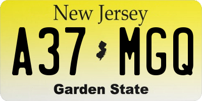 NJ license plate A37MGQ