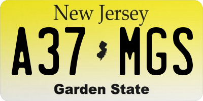 NJ license plate A37MGS