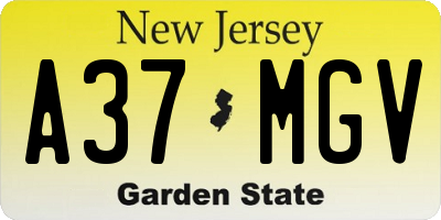 NJ license plate A37MGV