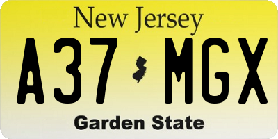 NJ license plate A37MGX