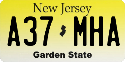 NJ license plate A37MHA