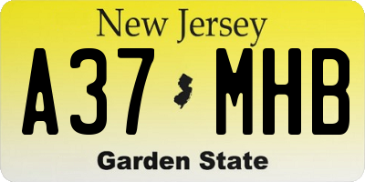 NJ license plate A37MHB