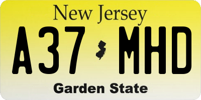 NJ license plate A37MHD