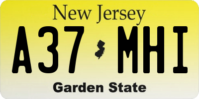 NJ license plate A37MHI