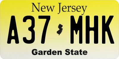 NJ license plate A37MHK