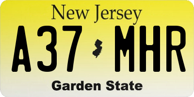 NJ license plate A37MHR
