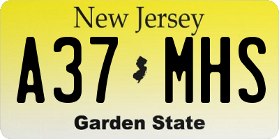 NJ license plate A37MHS