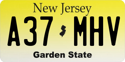 NJ license plate A37MHV