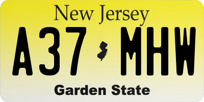 NJ license plate A37MHW