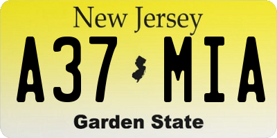 NJ license plate A37MIA
