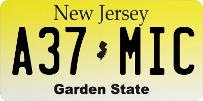 NJ license plate A37MIC