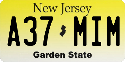 NJ license plate A37MIM