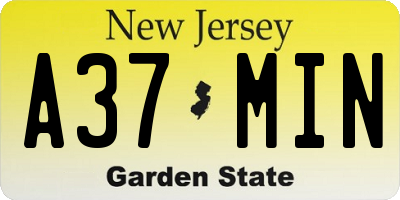 NJ license plate A37MIN