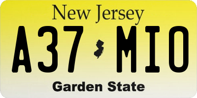NJ license plate A37MIO