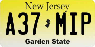 NJ license plate A37MIP