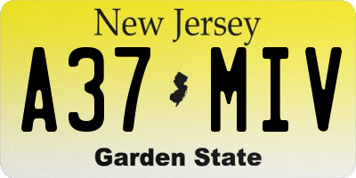 NJ license plate A37MIV