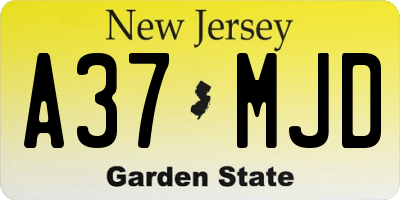 NJ license plate A37MJD
