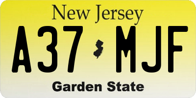 NJ license plate A37MJF