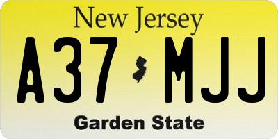NJ license plate A37MJJ