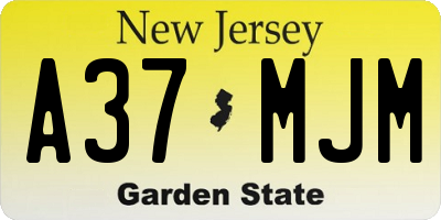 NJ license plate A37MJM