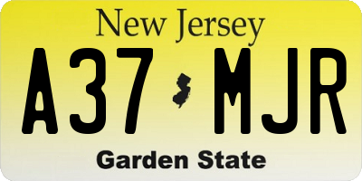 NJ license plate A37MJR